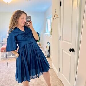 Merlette Blue Cotton Mini Dress Medium
